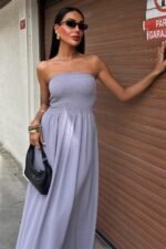 Göğsü Gipeli Straplez Elbise 2878 - Görsel 7