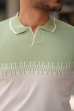 Erkek Hemşire Yaka çift Renk Kısa Kollu Tişört - Görsel 3