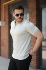 Erkek Fermuarlı Yaka Kısa Kollu Tişört - Görsel 2