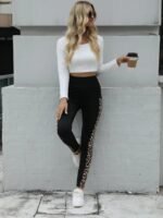 Kadın Yüksek Bel Cep Detaylı Leopar Desenli Dalgıç Tayt - Görsel 4