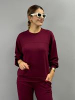 Kadın Uzun Kollu Bisiklet Yaka Viskon Iki Iplik Bluz Ve Pantolon Ikili Takım - Görsel 5