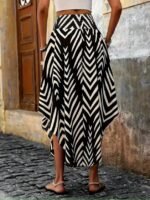 Kadın Yüksek Bel Beli Lastikli Bağcıklı Yanlardan Açık Uzun Süprem Etek - Görsel 2