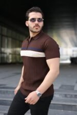 Erkek Örgü Desenli Renkli Kısa Kollu Triko Tişört - Görsel 2