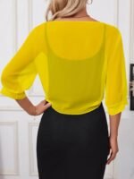 Kadın Truvakar Kollu önden Bağlamalı Kısa şifon Bolero Ceket - Görsel 2