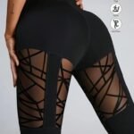 Kadın Yüksek Bel Tül Detaylı Spor Tayt