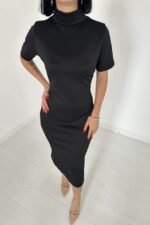 Siyah Balıkçı Yaka Elbise - Görsel 3