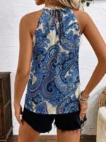 Kadın Kolsuz Boyundan Hakla Detaylı Leopar Süprem Bluz - Görsel 3