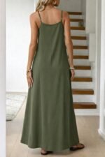 Kadın Ip Askılı V şerit Yakalı Uzun Viskon Elbise - Görsel 2