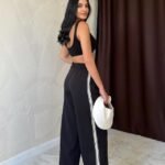 Siyah Yanları Şeritli Pantolon