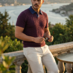 Erkek Desenli Kısa Kollu Triko Tişört - %100 Pamuk Akrilik