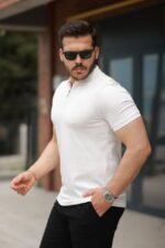 Erkek Fermuarlı Yaka Kısa Kollu Tişört - Görsel 2