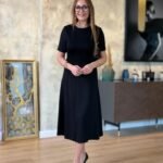 Kadın Kısa Kollu Bisiklet Yaka Midi Viskon Iki Iplik Elbise