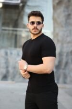 Erkek Viskon Kumaş Bisiklet Yaka Basic Tişört