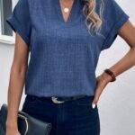 Kadın Kısa Kollu Hakim Yaka Sofya Bluz