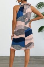 Kadın Kolsuz Boyundan Askılı Desenli Midi Süprem Elbise - Görsel 2