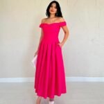 Fuşya Jakarlı Elbise