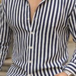 Erkek Dikey Çizgili Yarım Oversize Gömlek