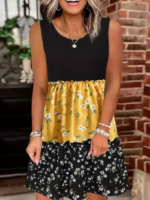 Kadın Askılı Yuvarlak Yaka çiçek Baskılı Salaş Süprem Elbise - Görsel 3