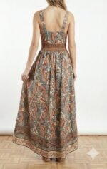 Kadın Askılı Derin Göğüs Detaylı Asimetrik Detaylı Süprem Elbise - Görsel 2