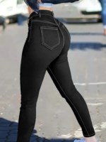 Kadın Yüksek Bel önden Düğmeli Dar Kesim Kot Pantolon - Görsel 3