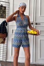 Zikzak Desenli Multi Renk Geçişli Mini Tulum 1365 - Görsel 4