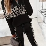 Kadın Uzun Kollu Fermuarlı Karışık Desenli Viskon Iki Iplik Bluz Ve Pantolon Ikili Takım