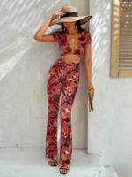 Kadın Kısa Kollu Desenli Takım - Görsel 3