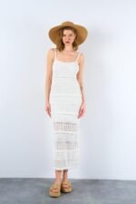 Ajurlu Astarlı Elbise - Ekru - Görsel 2
