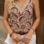 Kadın Askılı V Yaka Dantelli Süprem Bluz