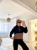 Kadın Uzun Kollu Leopar Detay Sweat Ve Yanı Leopar şerit Detay Pantolon Ikili Takım - Görsel 8