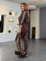 Kadın Uzun Kollu Yakalı şerit Detaylı Viskon Iki Iplik Bluz Ve Pantolon Ikili Takım - Görsel 2