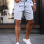 Erkek Buz Mavi Kar Yıkama Şort