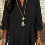 Kadın Truvakar Kol Hakim Yakalı Yandan Düğme Detaylı Aerobin Bluz