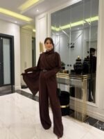 Kadın Uzun Kollu şal Detaylı Bluz Ve Pantolon Ikili Takım (kemer Dahil Değil) - Görsel 4