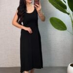 Kadın Askılı Yuvarlak Yaka Süprem Kumaş Elbise