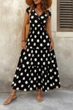 Kadın Kısa Kollu Kruvaze Yaka Beli Lastikli Süprem Maksi Boy Elbise - Görsel 2