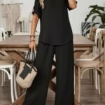 Kadın Kısa Kollu V Yakalı Aerobin Bluz Ve Pantolon Ikili Takım