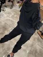 Kadın Uzun Kollu Kapşonlu Pulpayet Detay Viskon Iki Iplik Bluz Ve Pantolon Ikili Takım - Görsel 2