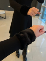 Kadın Uzun Kollu Kürk Yakalı Fermuarlı Kısa Viskon Iki Iplik Elbise - Görsel 4