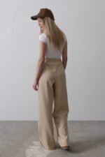 Beli Yarım Lastikli Palazzo Pantolon - Camel - Görsel 5
