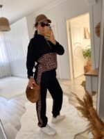 Kadın Uzun Kollu Leopar Detay Sweat Ve Yanı Leopar şerit Detay Pantolon Ikili Takım - Görsel 14