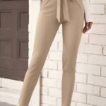 Kadın Yüksek Bel Beli Fırfırlı önden Bağlamalı Ithal Krep Pantolon