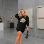 Kadın Uzun Kollu Bisiklet Yaka Yazılı Viskon Iki Iplik Elbise