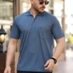 Erkek Yakalı Mini Jakarlı Kısa Kollu T-shirt