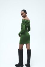 Kadın Madonna Mendil Yaka Fırsat ürün Büzgülü Mini Elbise - Görsel 5