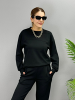 Kadın Uzun Kollu Bisiklet Yaka Viskon Iki Iplik Bluz Ve Pantolon Ikili Takım - Görsel 7