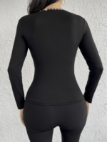 Kadın Uzun Kollu Leopar şeritli Viskon Bluz - Görsel 3