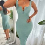 Kadın Askılı önü Düğmeli Midi Kaşkorse Elbise