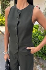 Midi Şortlu Ve Yelekli Viscon Takım 10167 - Görsel 5