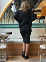 Kadın Uzun Kollu Düşük Omuz Yırtmaç Detay Kaşkorse Etek Bluz Ikili Takım - Görsel 5